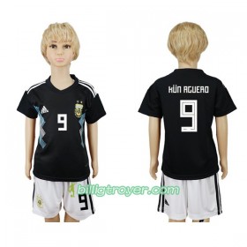 Billige Fotballdrakter Argentina Kun Aguero 9 Barn VM 2018 Bortedraktsett